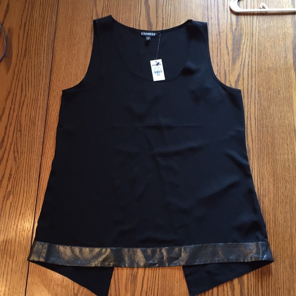 Express black split open back tank top size M